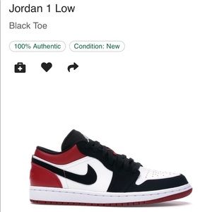 Jordan 1 lows black toe